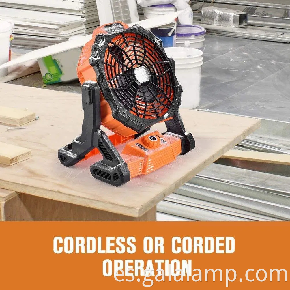 Soporte de luz LED y batería portátil minirecargable Carga de campamento Ventilador de piso solar